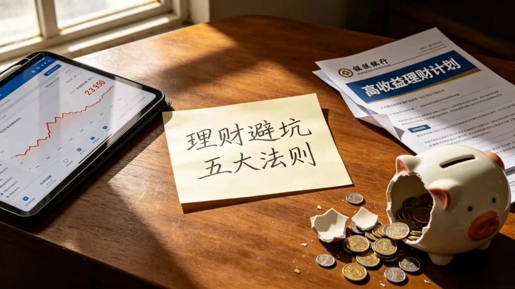 基金股票投资风险警示示意图，新手盲目跟风、频繁交易、高息骗局理财错误案例讲解配图







理财新手常见五大投资误区，真实亏损案例详解理财避坑安全指南配图
生成一张理财新手常见五大投资误区，真实亏损案例详解理财避坑安全指南配图
推荐一些适合理财新手的封面图和配图设计风格

