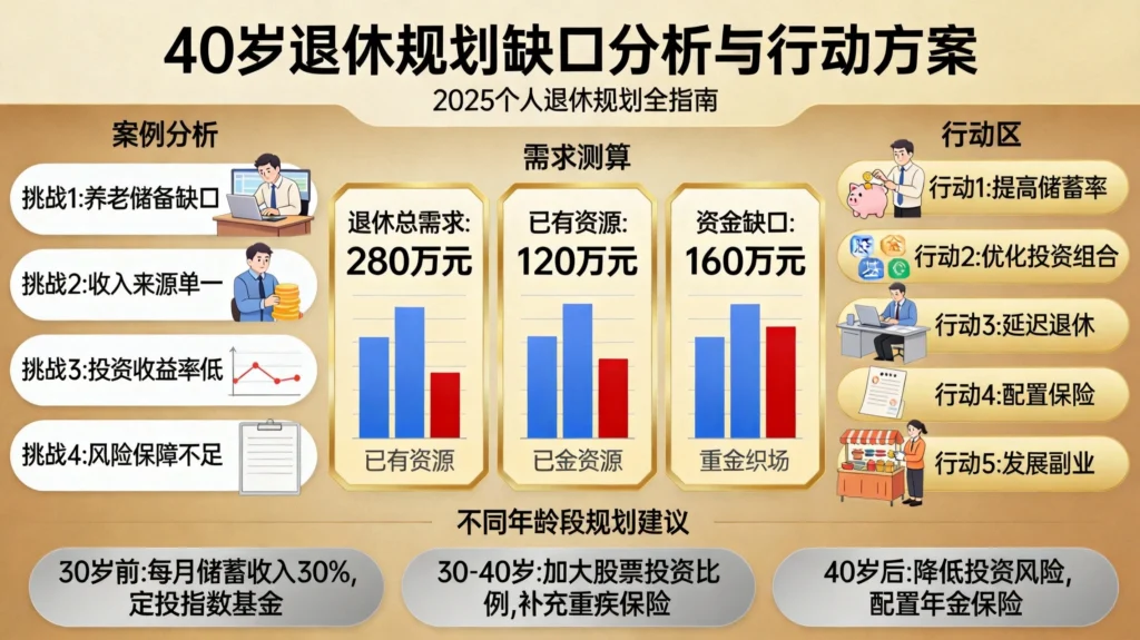  40岁退休规划四大挑战、资金缺口测算与五大行动方案全景分析