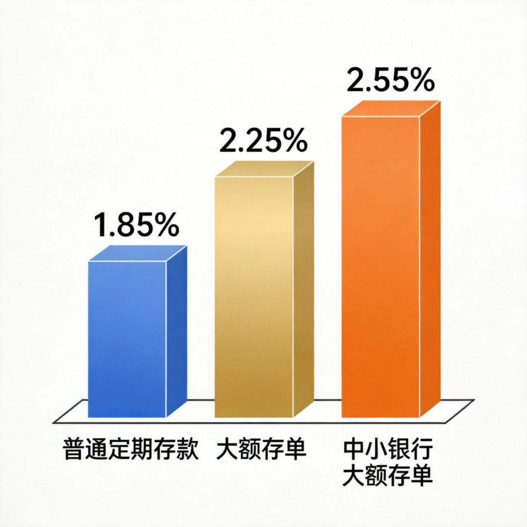 利率对比柱状图 三色差异
