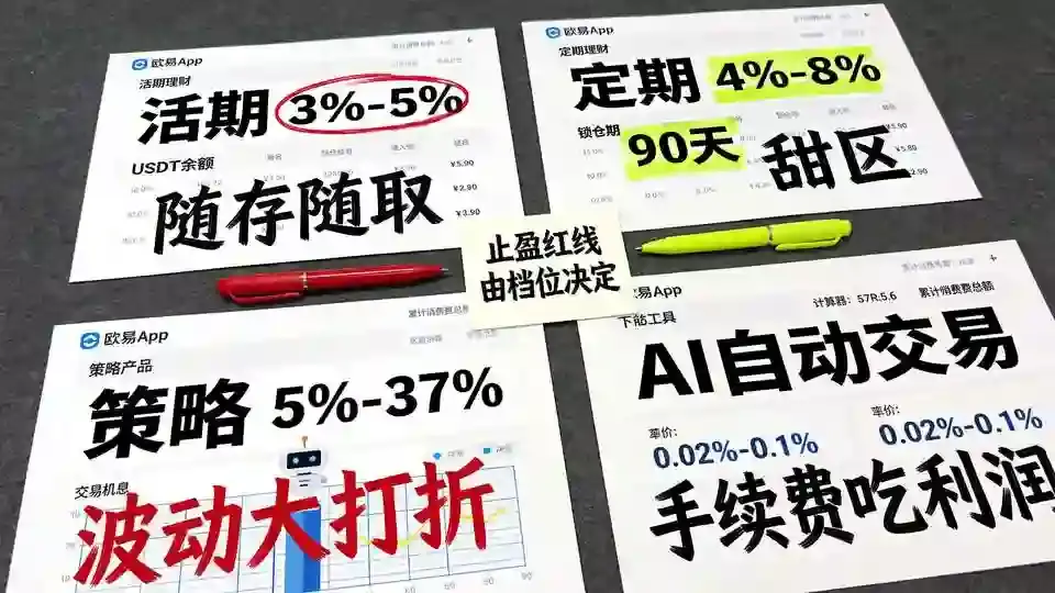 OKX四档收益截图红笔标注