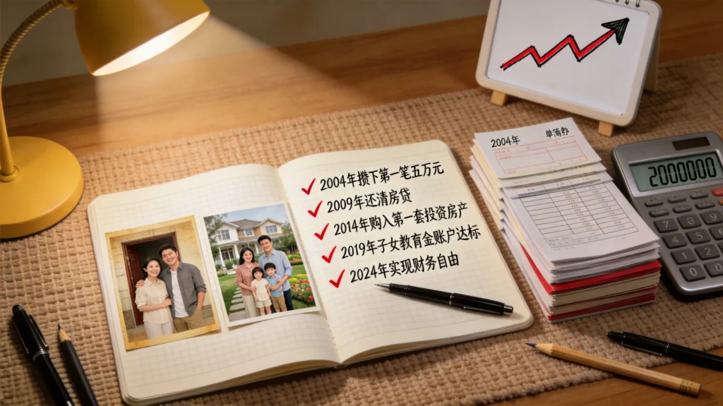 20年财务规划复盘：储蓄目标笔记本与投资成长时间线