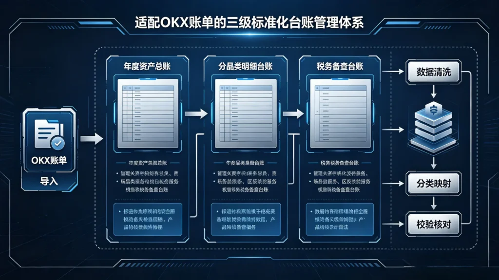 适配 OKX 账单的三级标准化台账管理体系