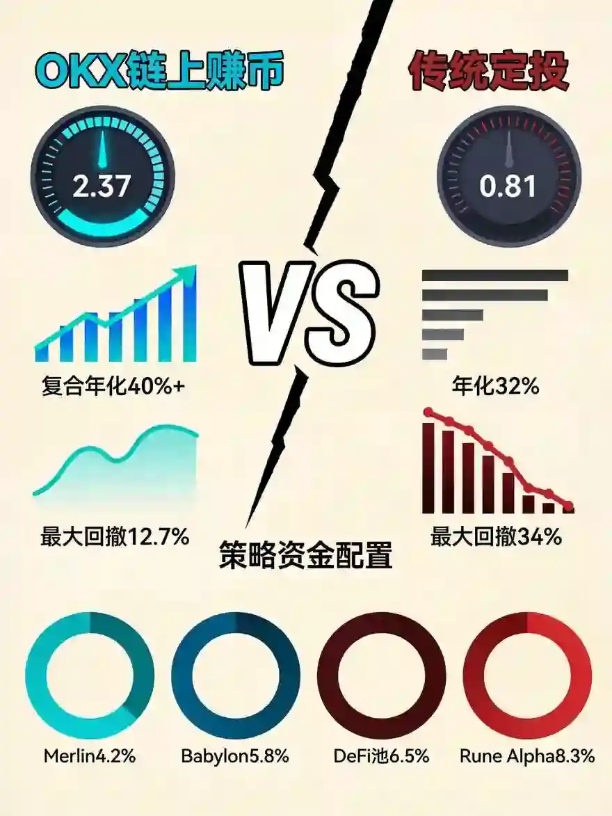 链上赚币vs传统定投：夏普比率2.37vs0.81，用2026最新数据算透收益风险差