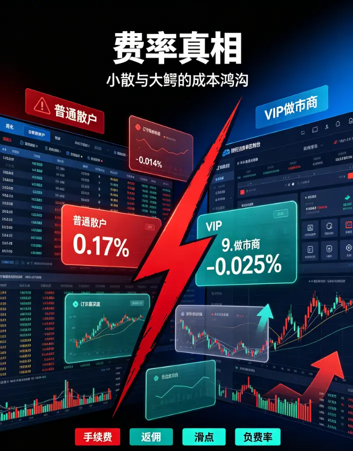 交易所费率真相：小散与大鳄的成本鸿沟，VIP等级+做市商返佣实测差了10倍