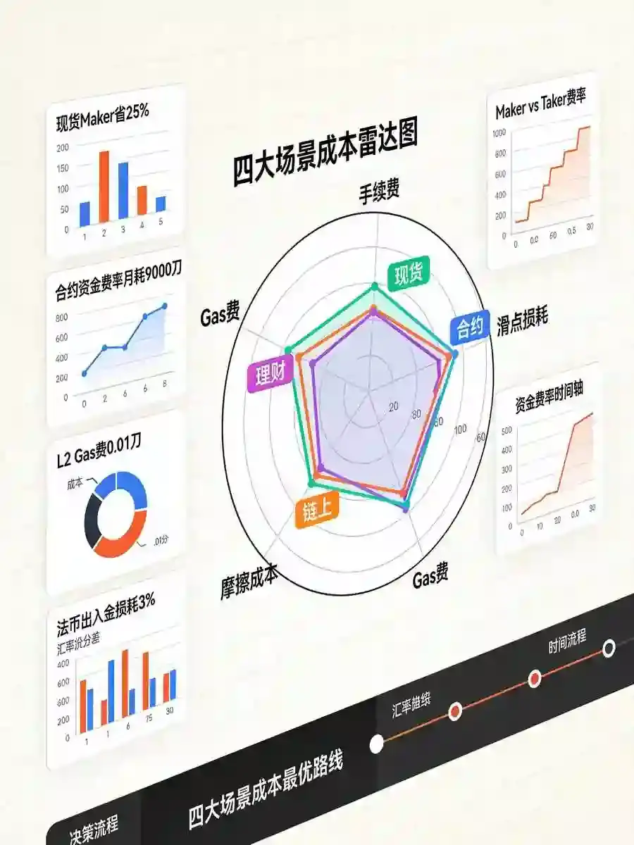 交易场景成本实测：现货、合约、链上交互与理财怎么选最省钱？